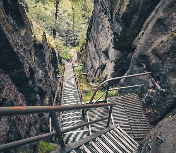 Treppenaufstieg zu Schrammsteine Elbsandsteingebirge